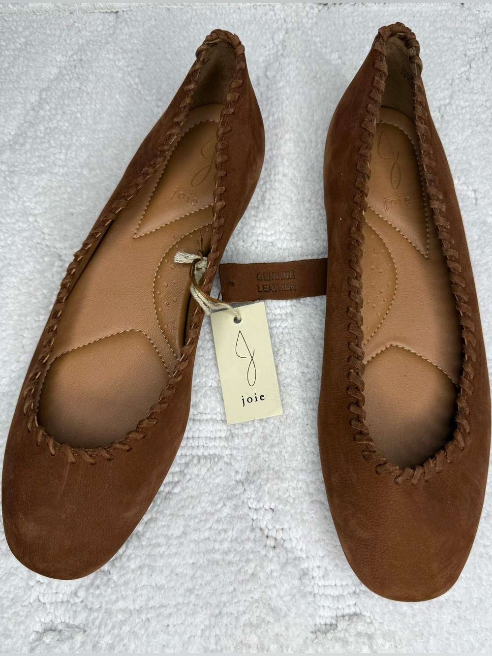 Joie Brown Genuine Leather Whipstitch Ballet Flats Size 8.5 NWT